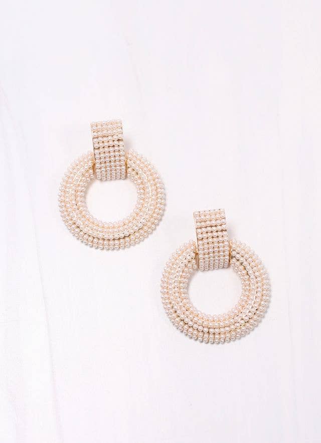 Pearl Covered Hope Drop Earrings