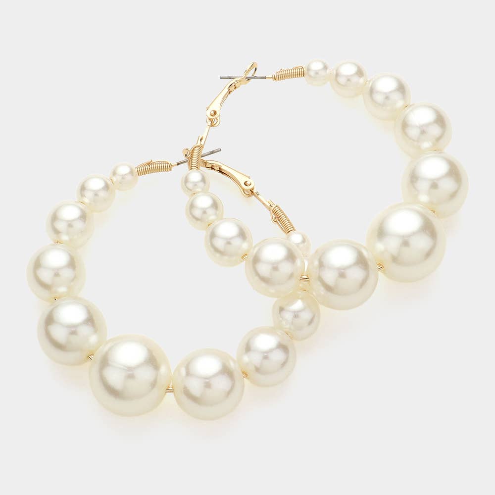 Beaded Hoop Earrings – 2.5" Statement Hoops