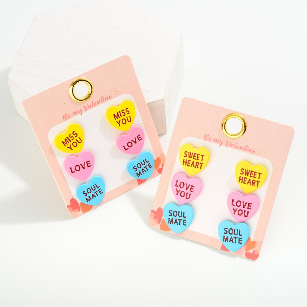 Candy Heart Message Stud Earrings