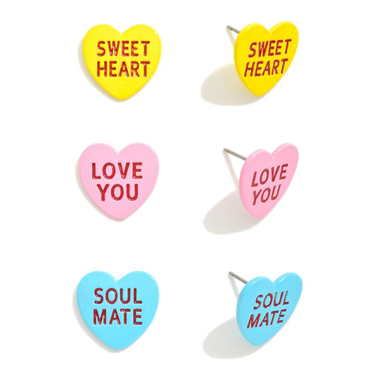 Candy Heart Message Stud Earrings