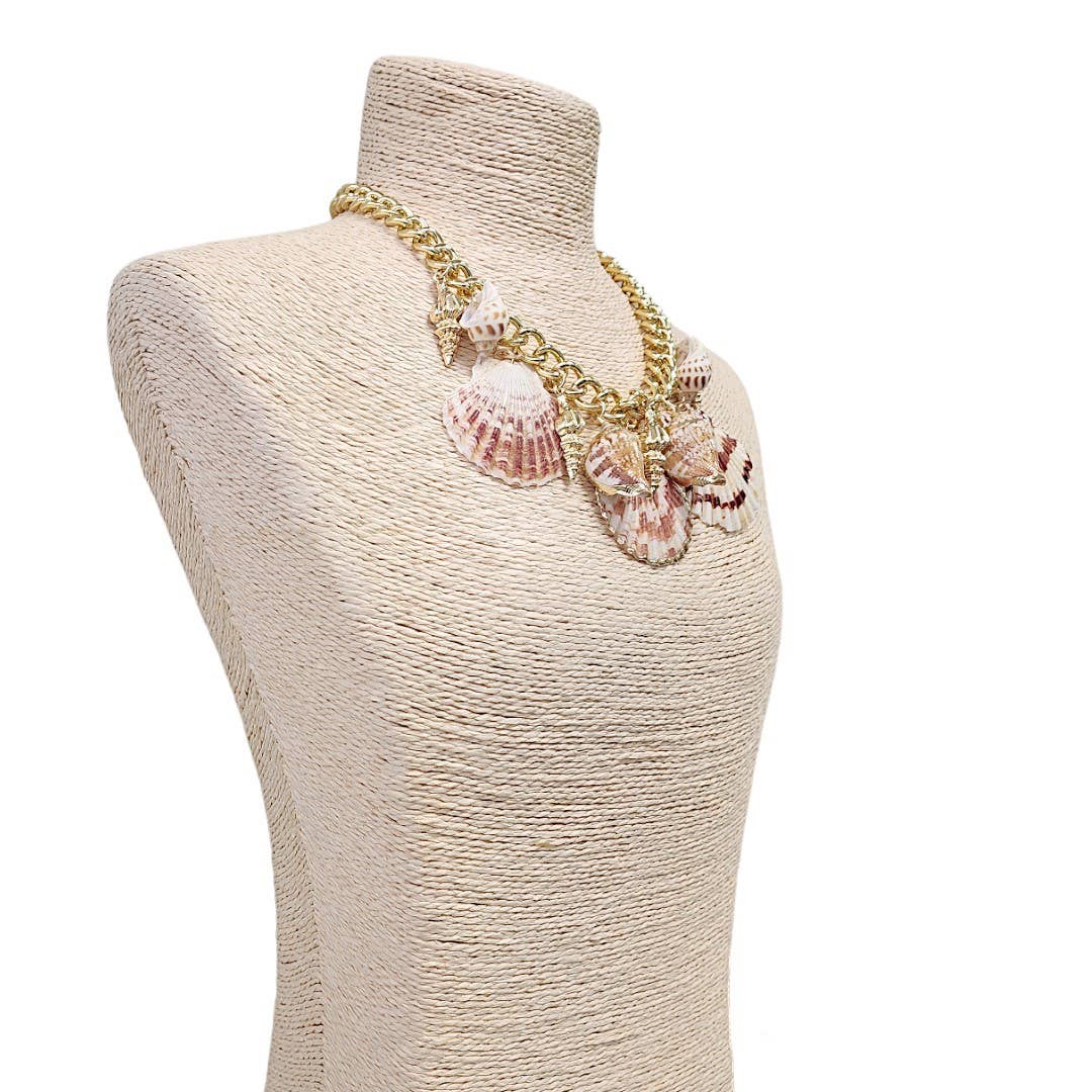 Seashell Necklace Charm Necklace Chain Coastal Beach