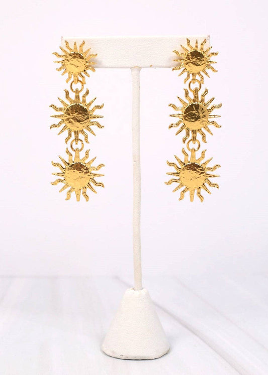 Shiny Gold Sunshine Drop Earrings
