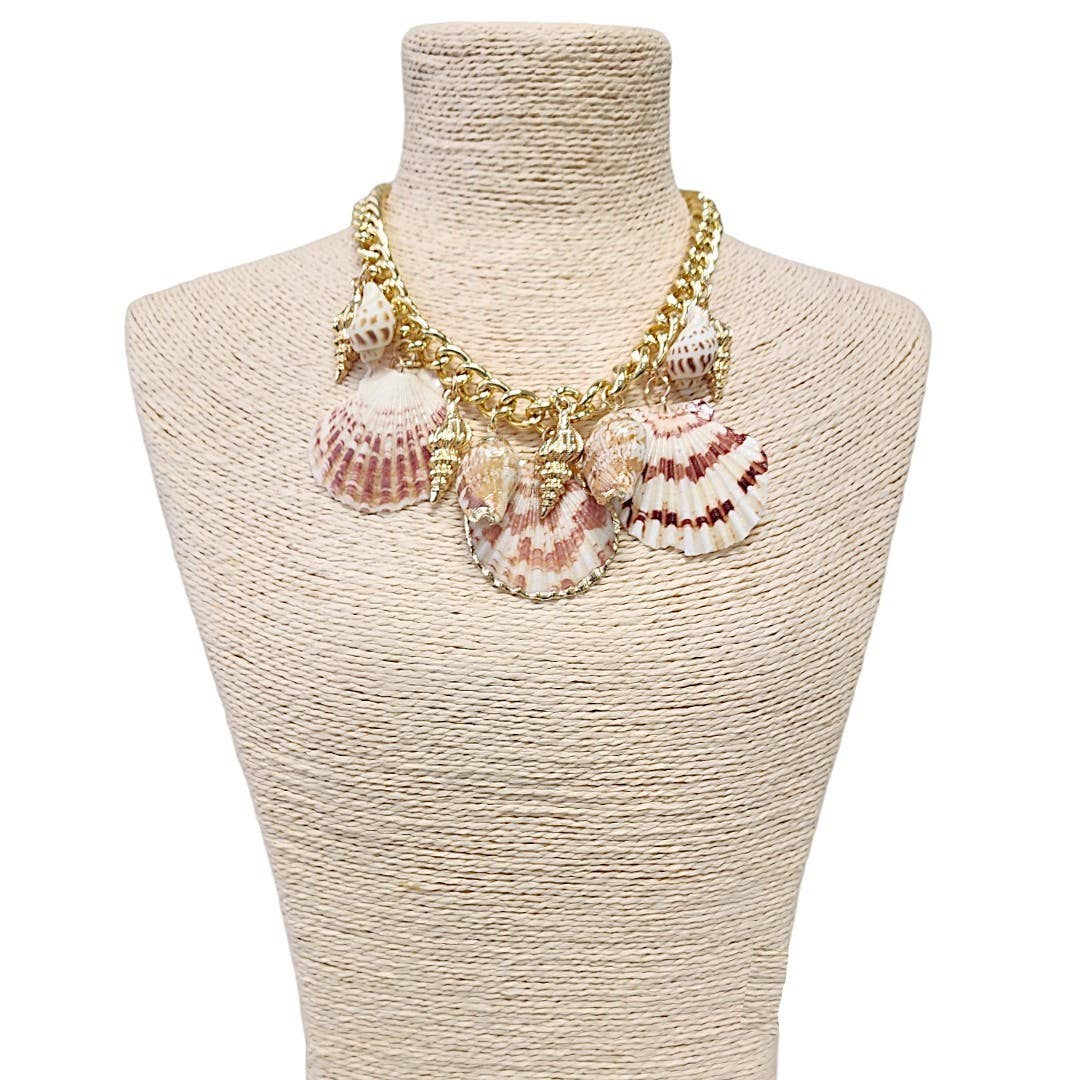 Seashell Necklace Charm Necklace Chain Coastal Beach