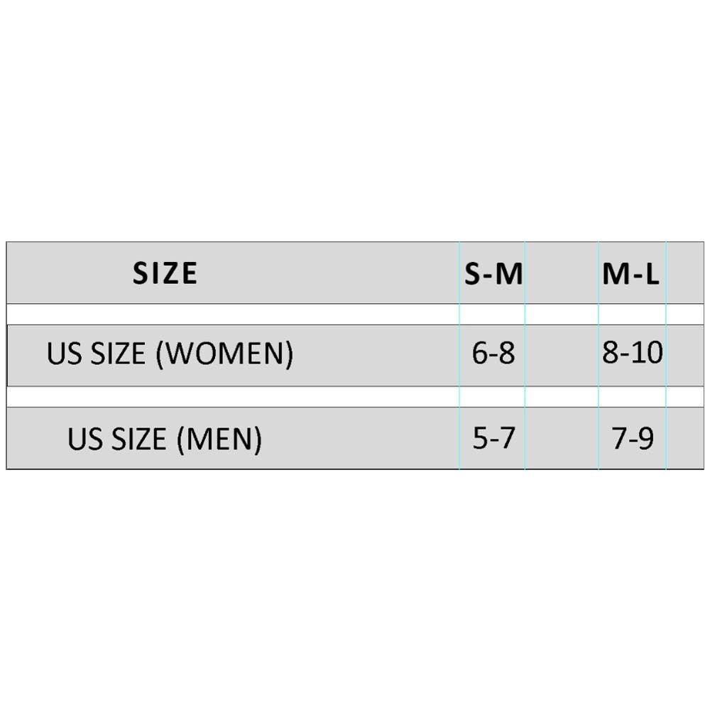 Size chart for women's and men's clothing with US size equivalents.