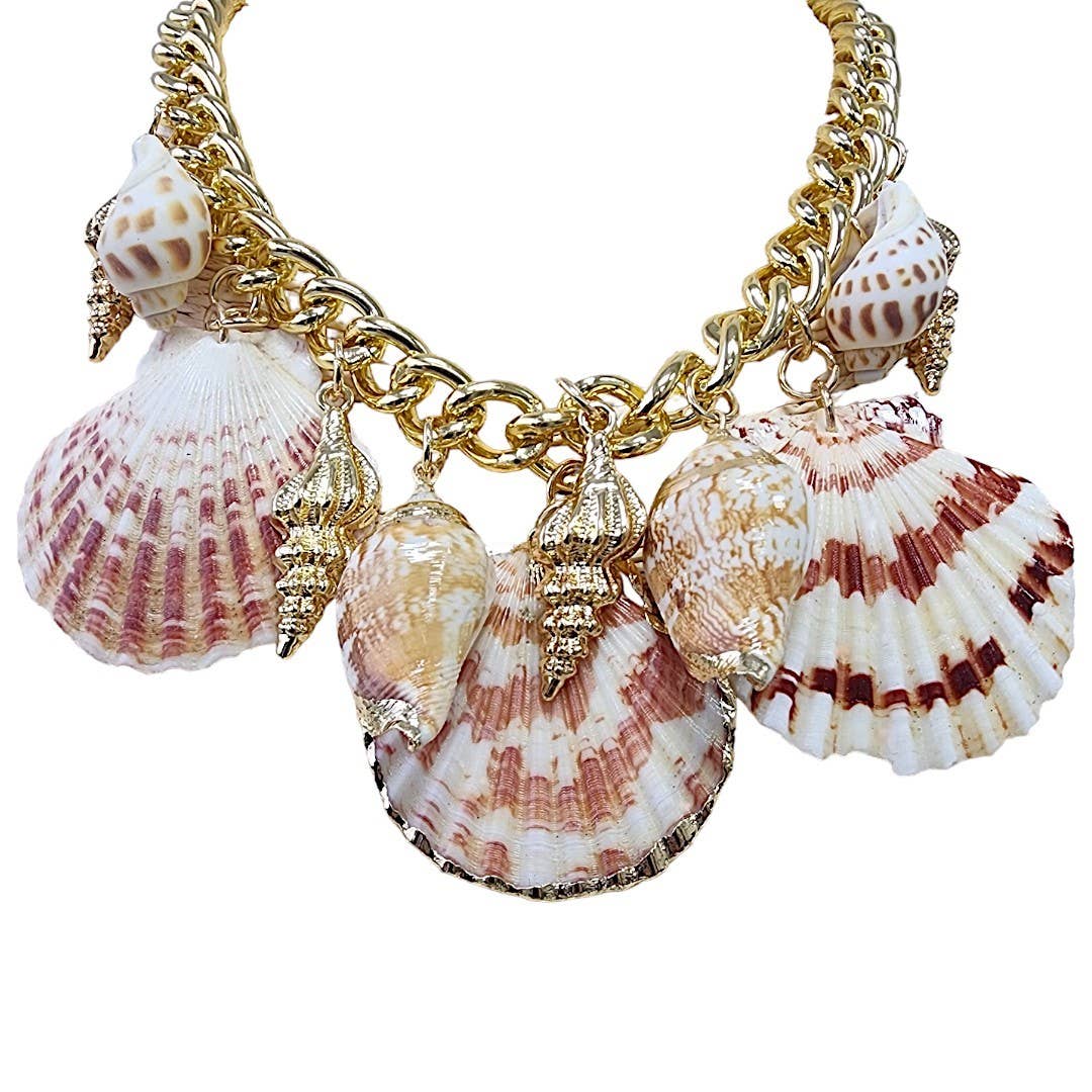 Seashell Necklace Charm Necklace Chain Coastal Beach