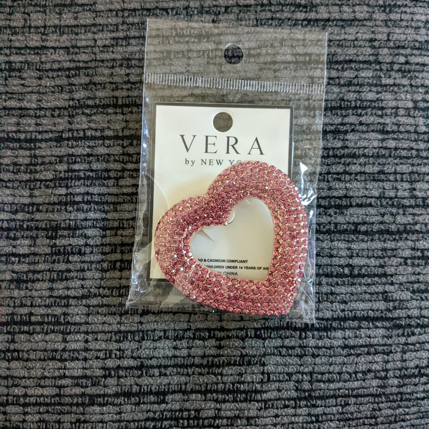 Rhinestone Embellished Open Heart Pin Brooch