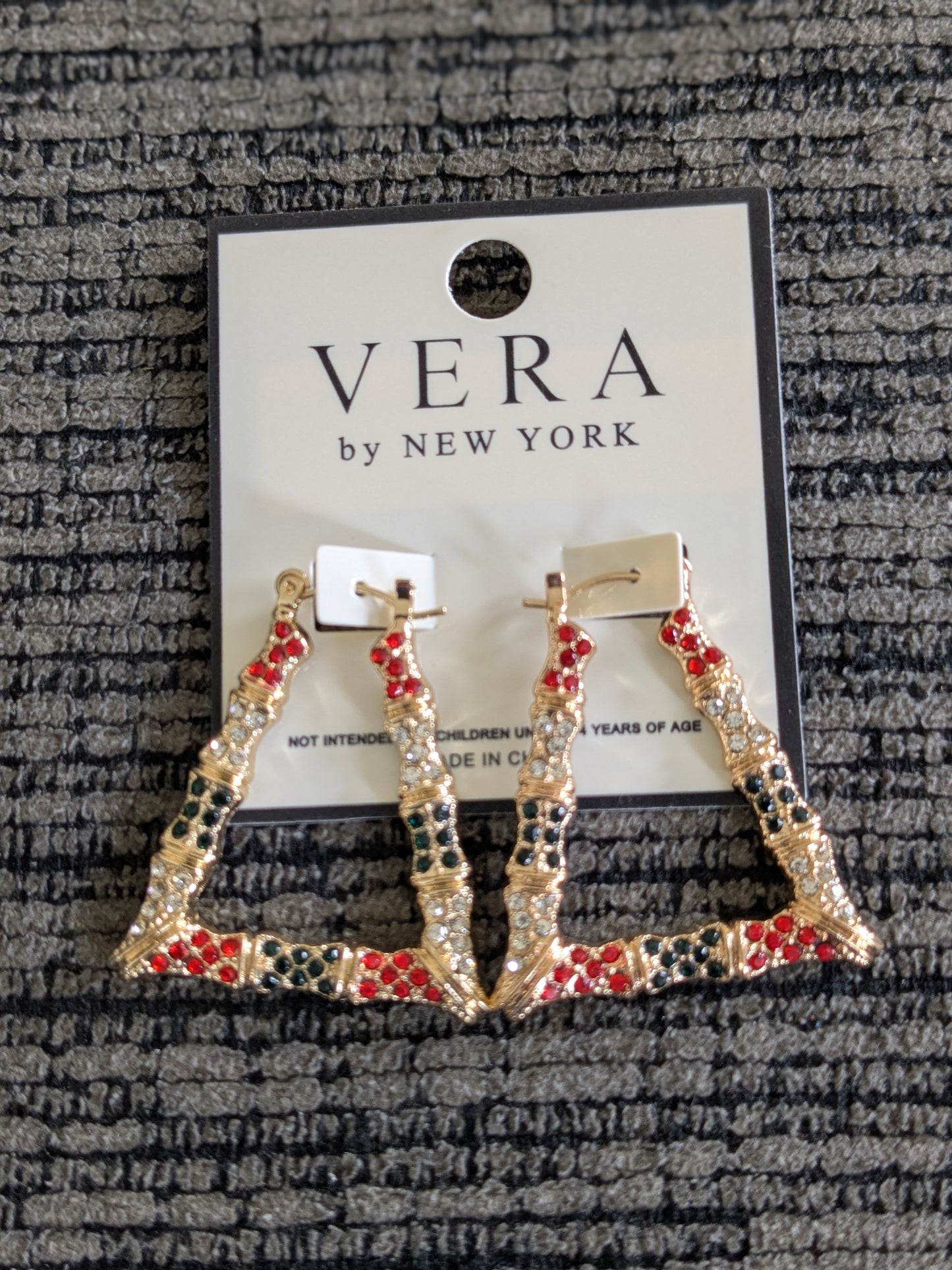 Rhinestone Pave Bamboo Pin Catch Earrings
