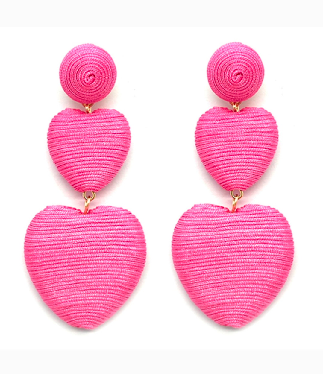 Thread Wrapped Double Heart Dropdown Earrings