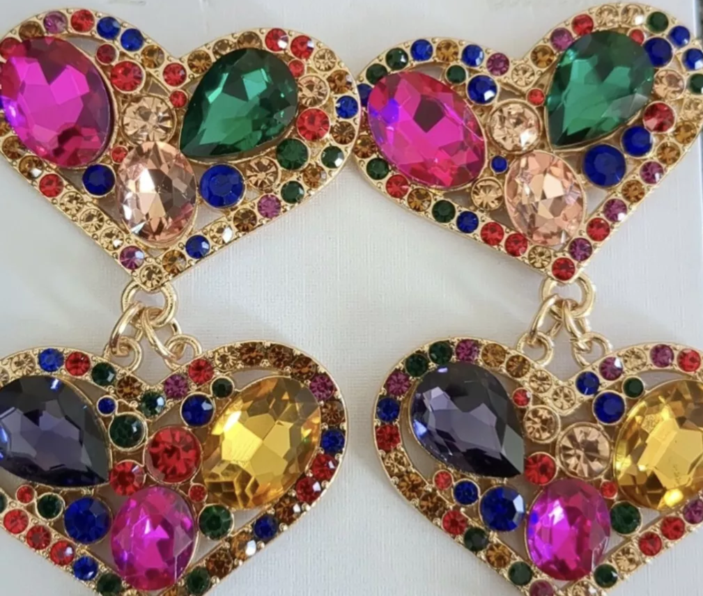 Heart Charm Drop Earrings