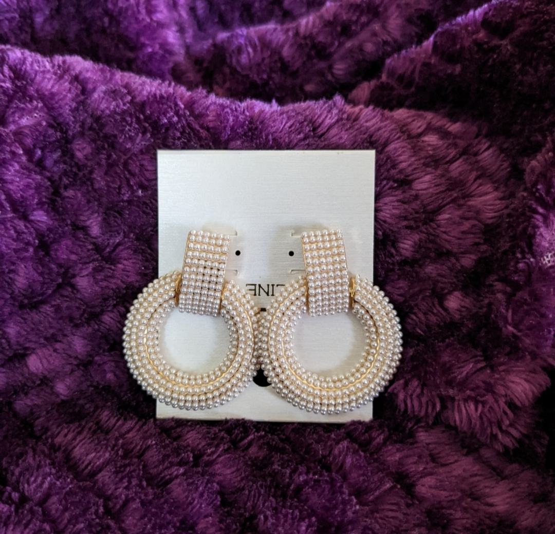 Pearl Covered Hope Drop Earrings