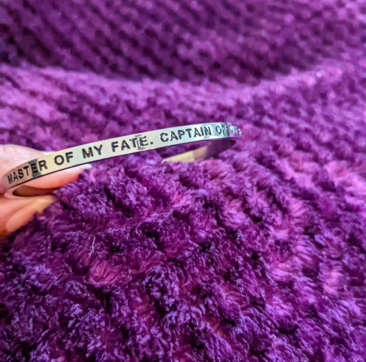 Stainless Steel Mantra Bracelet, Master Of My Fate. Captain Of My Soul.