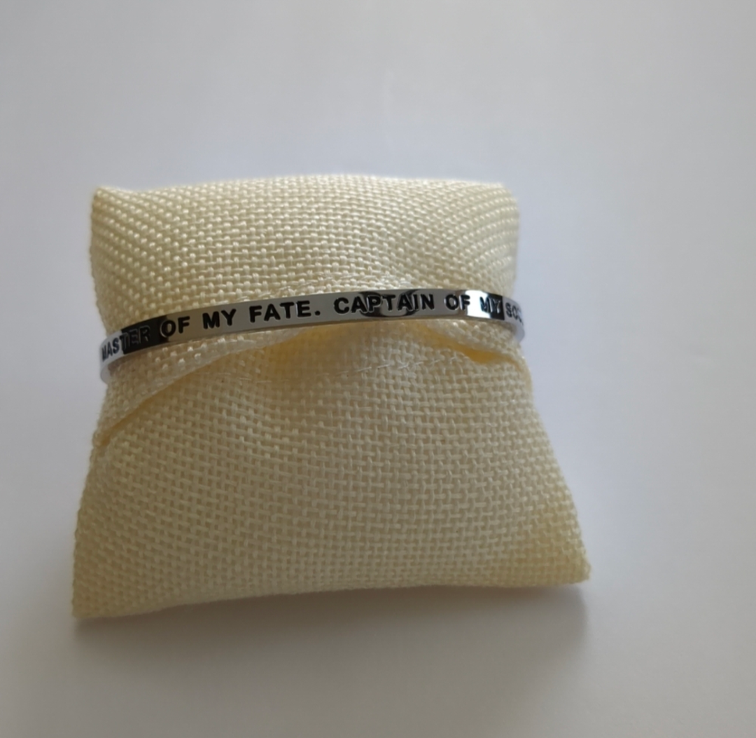 Stainless Steel Mantra Bracelet, Master Of My Fate. Captain Of My Soul.