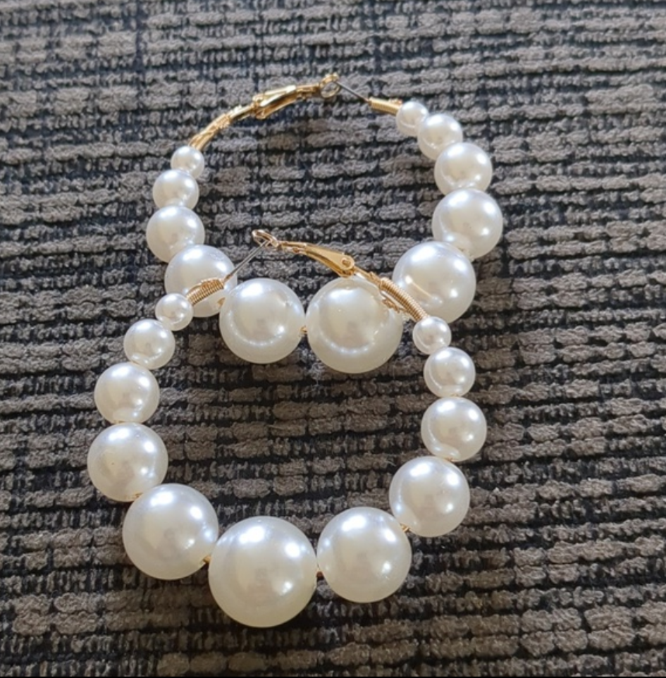 Beaded Hoop Earrings – 2.5" Statement Hoops