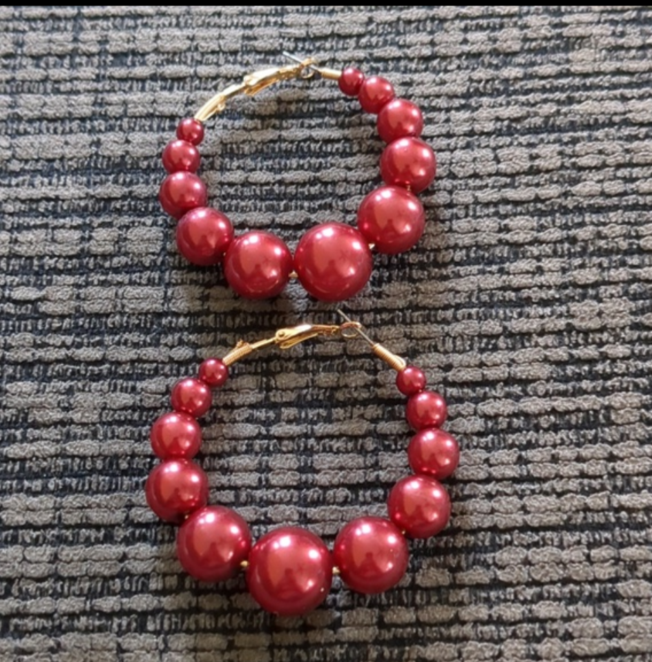 Beaded Hoop Earrings – 2.5" Statement Hoops