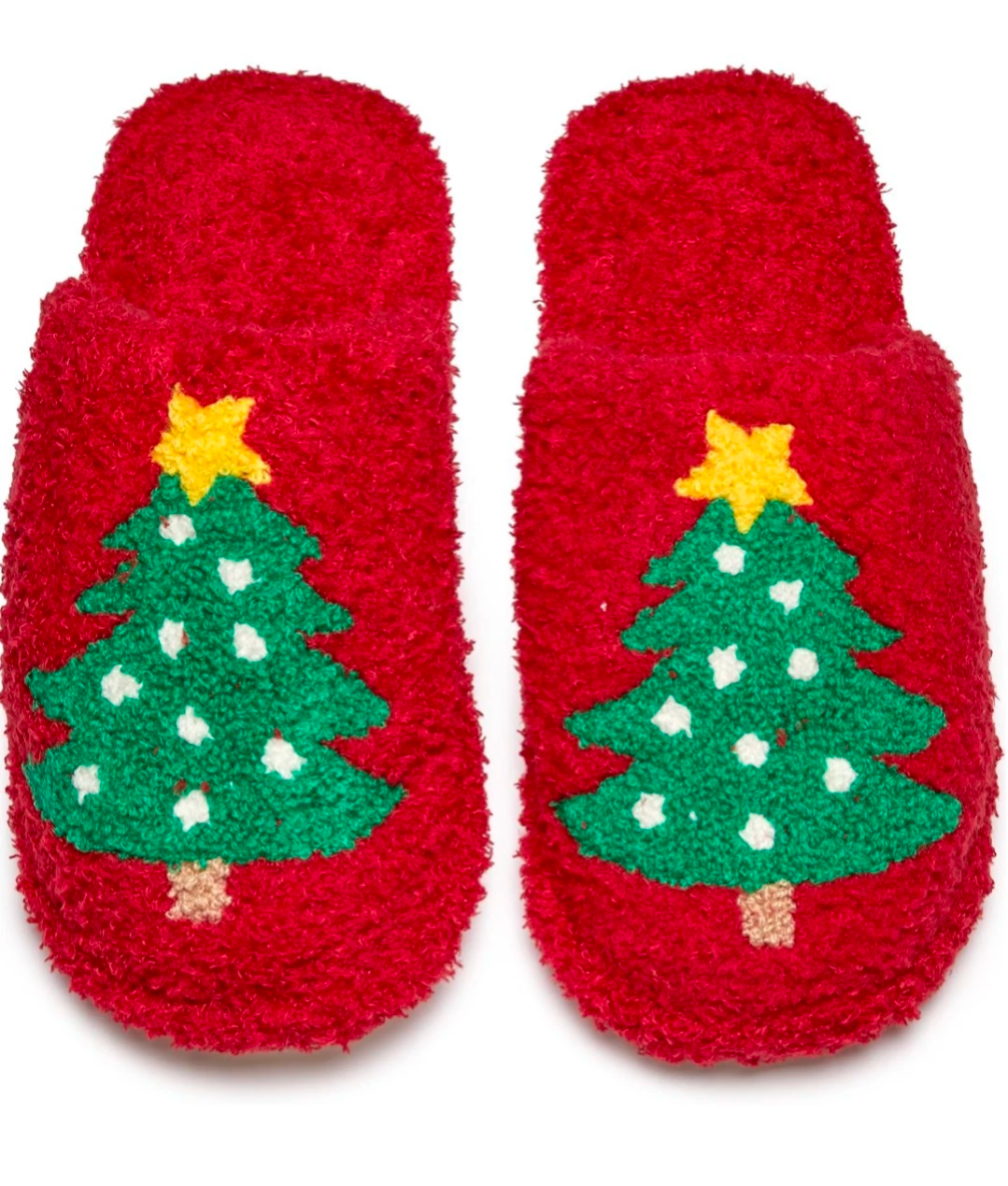 Cozy Christmas Tree Slippers Holiday Fuzzy House Shoes for Women & Men