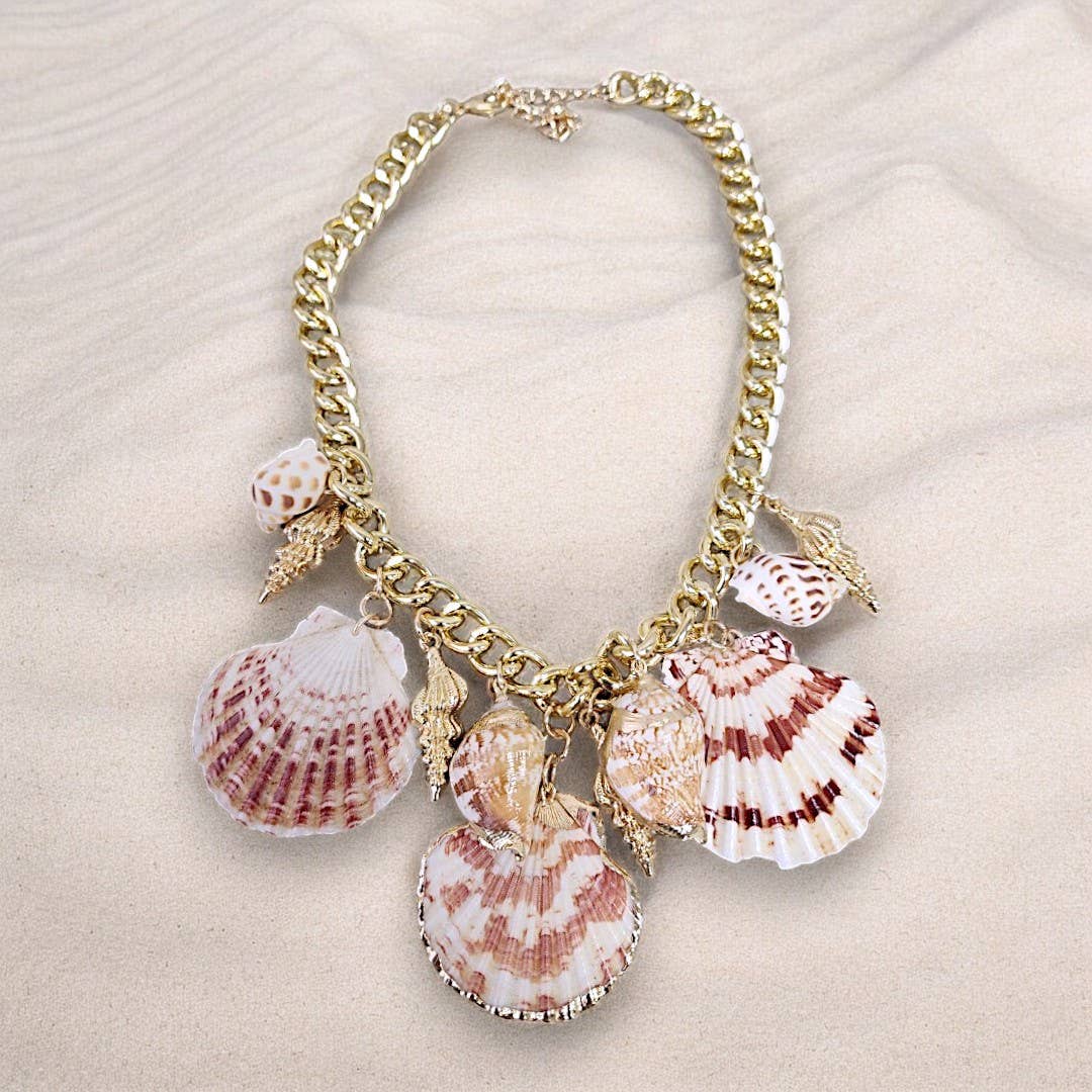 Seashell Necklace Charm Necklace Chain Coastal Beach
