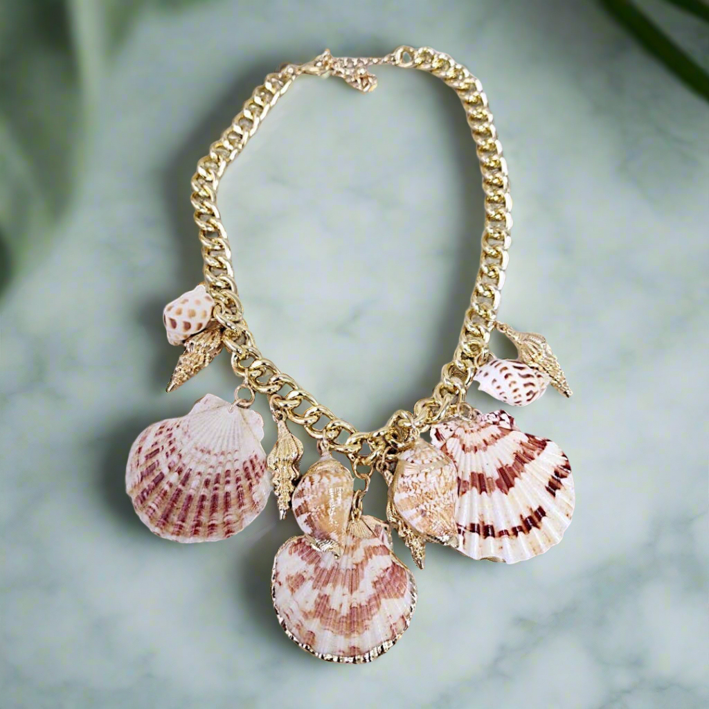 Seashell Necklace Charm Necklace Chain Coastal Beach