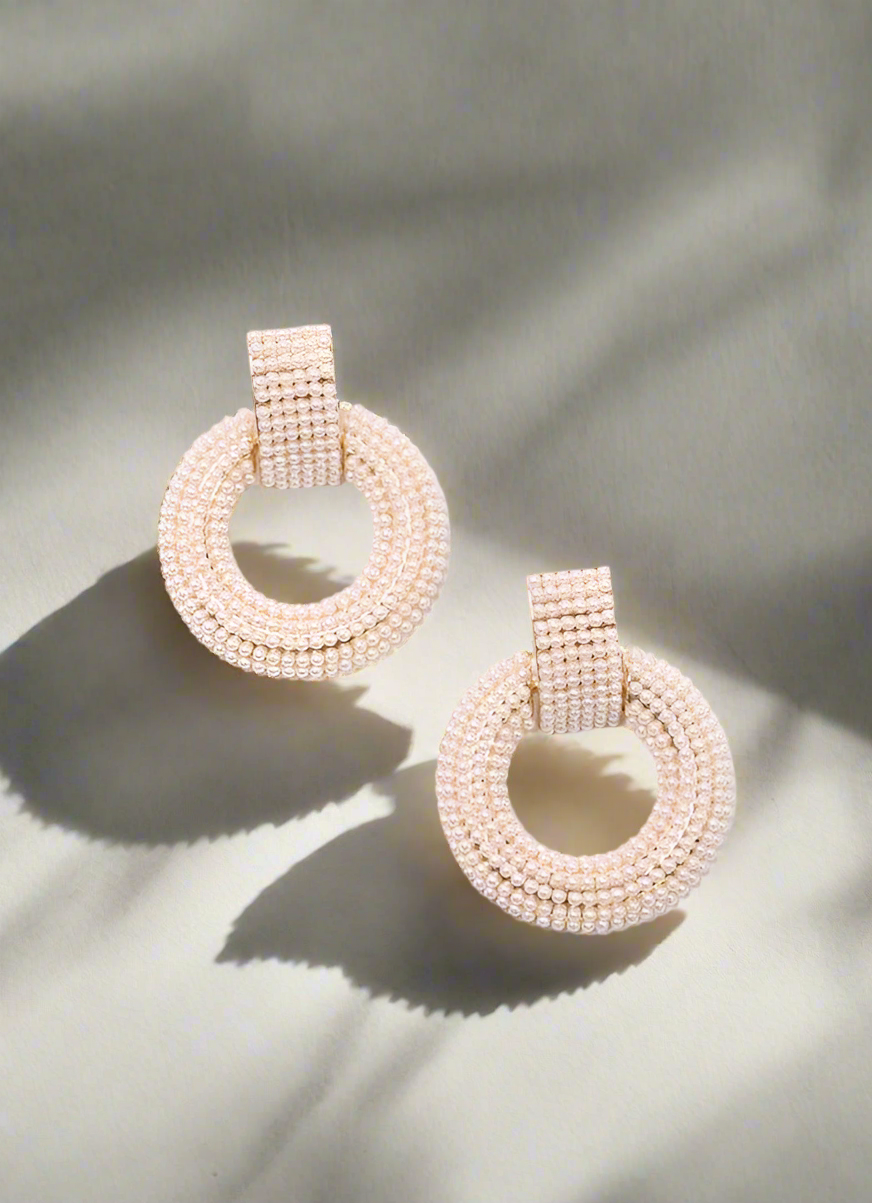 Pearl Covered Hope Drop Earrings