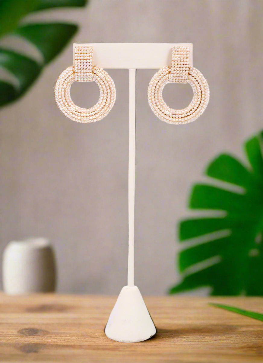 Pearl Covered Hope Drop Earrings
