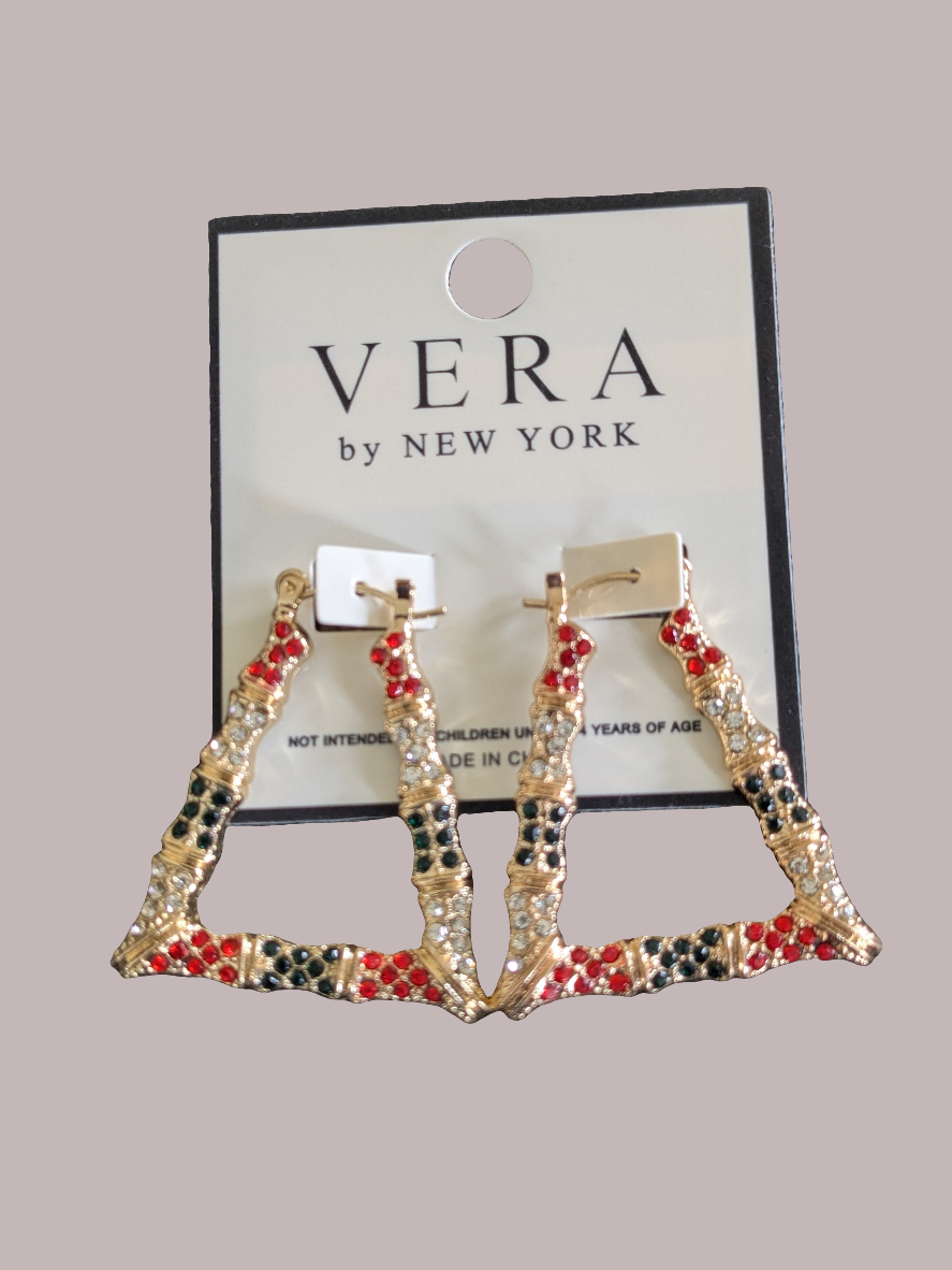 Rhinestone Pave Bamboo Pin Catch Earrings
