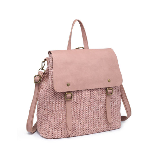 Woven Backpack with Flapover Closure