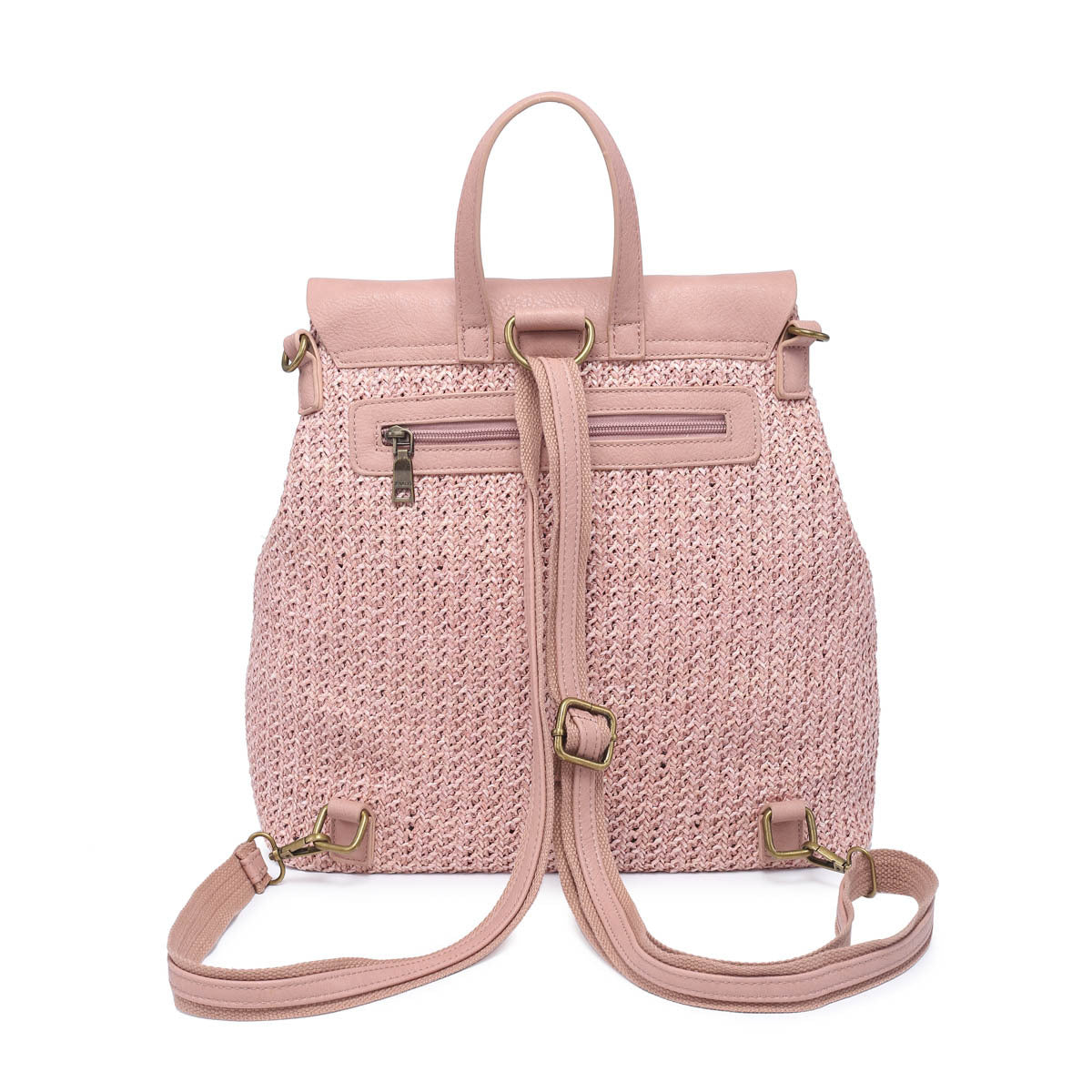 Woven Backpack with Flapover Closure