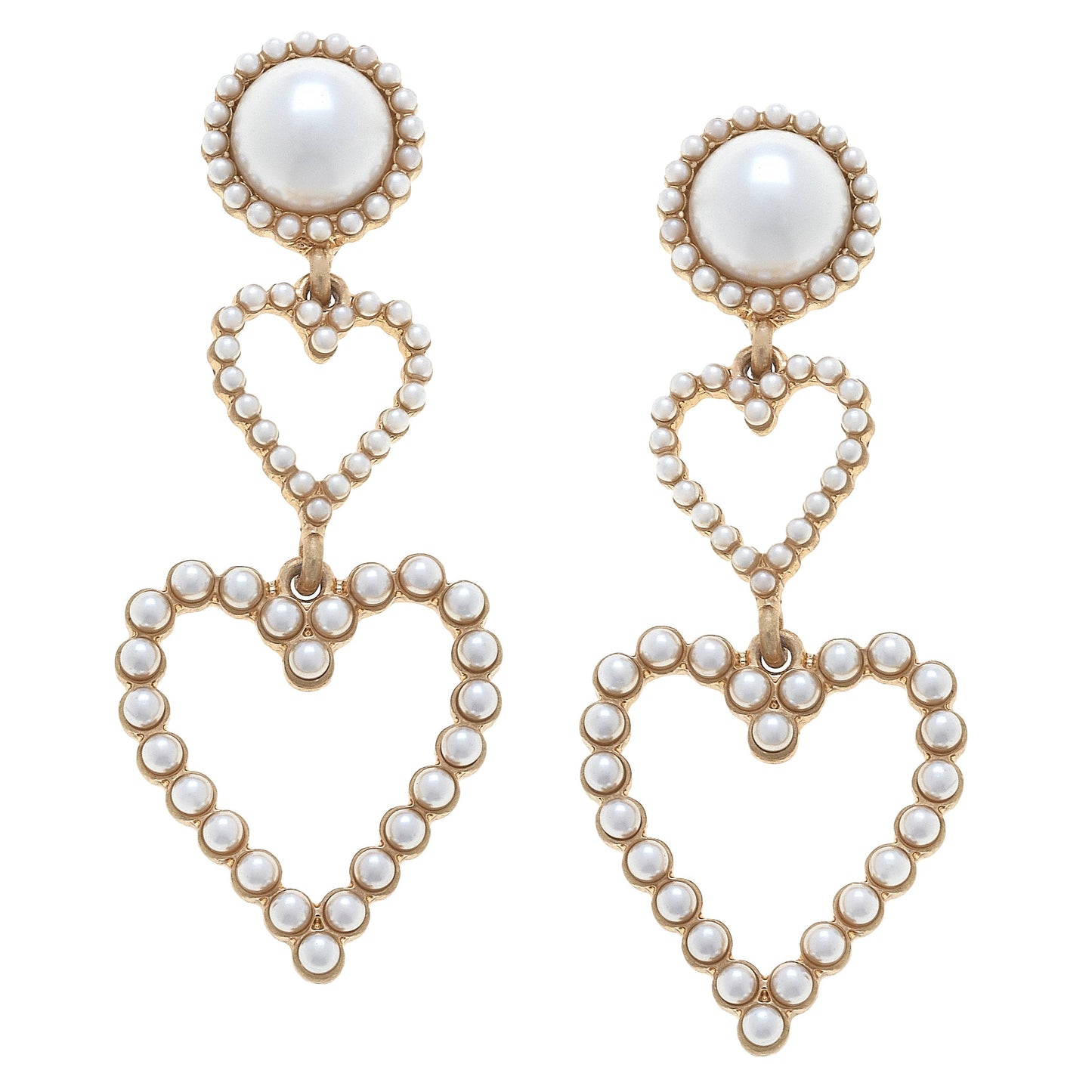 Pearl Heart Drop Earrings in Ivory