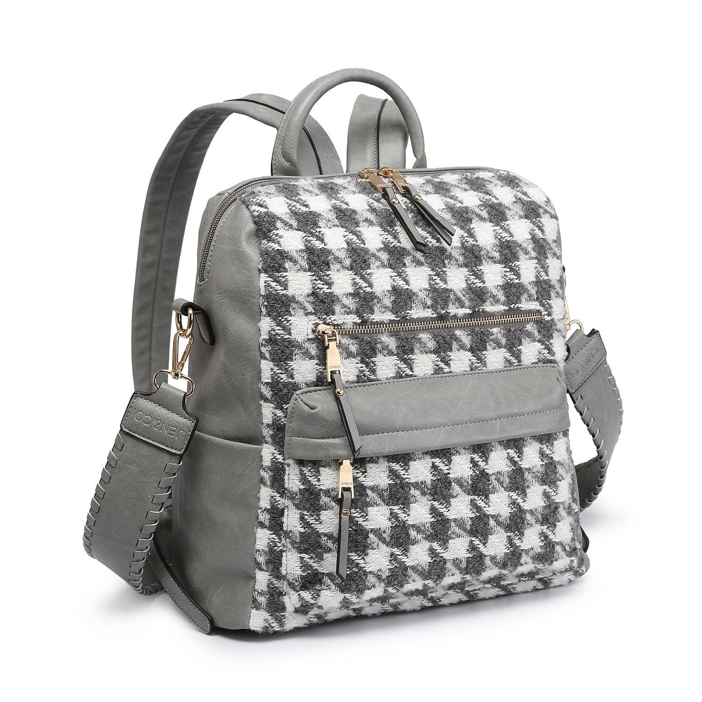 Black and White Houndstooth Backpack w/ Removable Strap