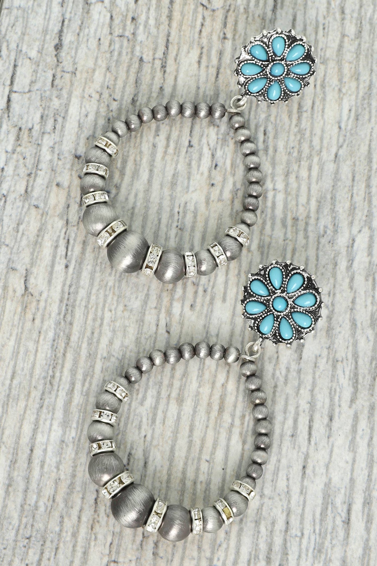 Western Concho Navajo Pearl Beaded Hoop Earrings