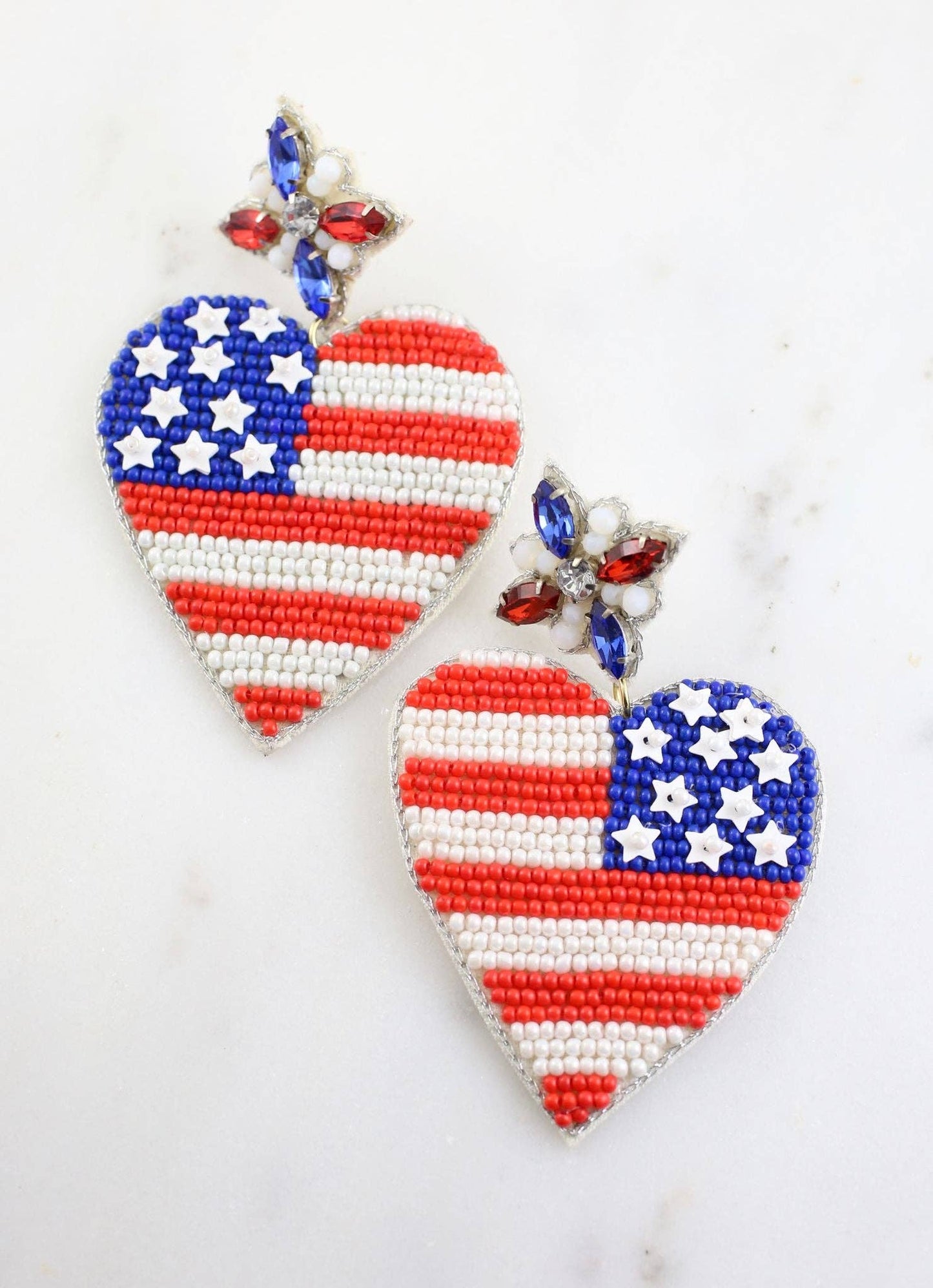 American Flag Heart Earrings