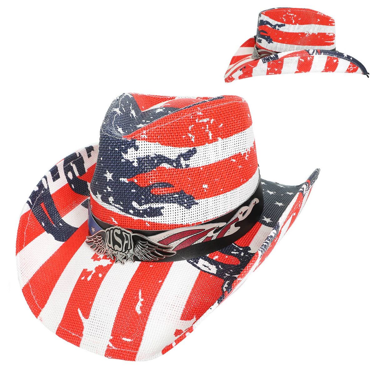 Patriotic Western USA Flag Paper Braid Cowboy Hat – The 