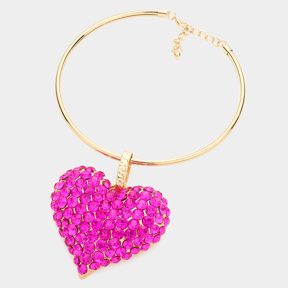 Heart Pendant Necklace & Stud Earrings Set – Pearl & Bubble Stone Cluster Variants