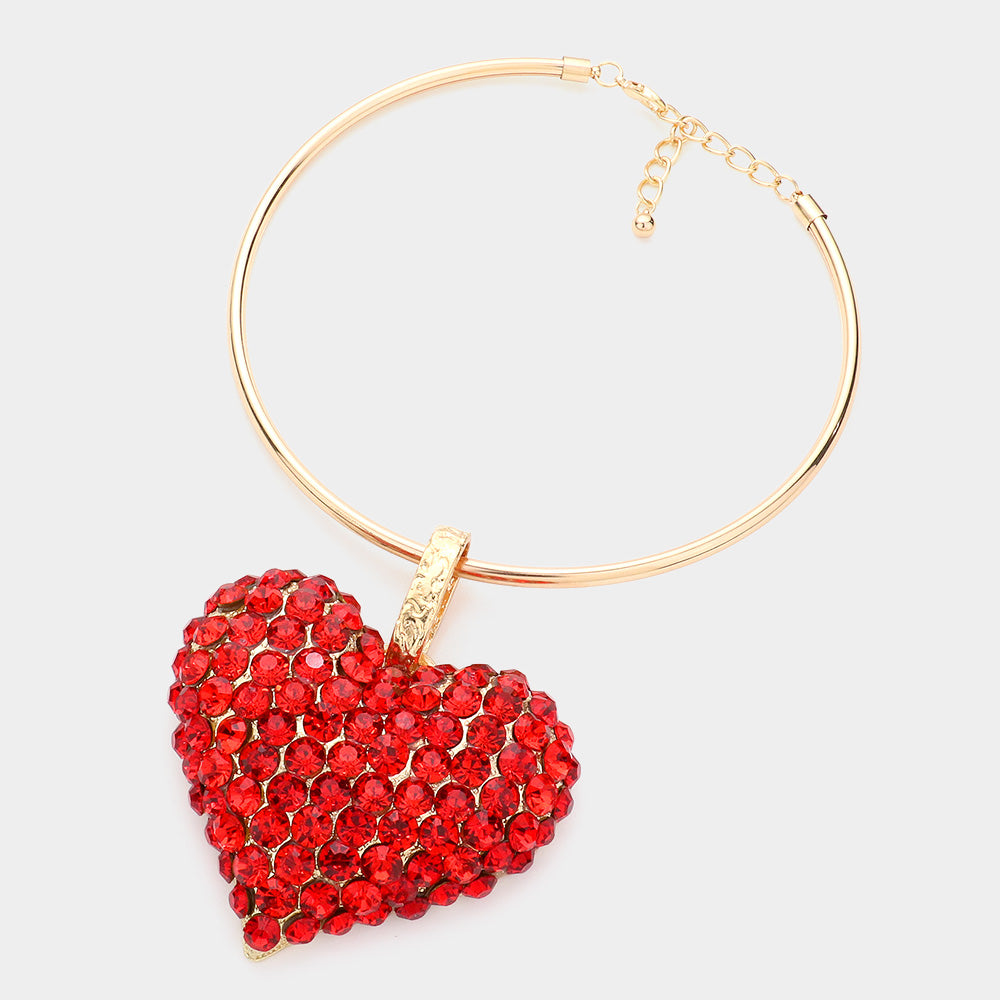 Heart Pendant Necklace & Stud Earrings Set – Pearl & Bubble Stone Cluster Variants