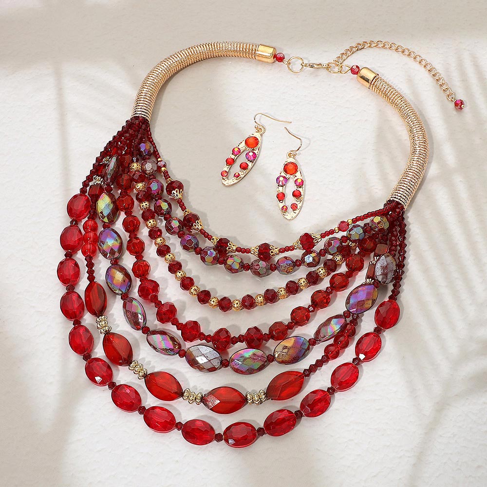 Bold Multistrand Beaded Statement Necklace