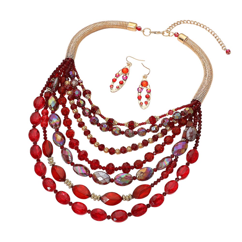 Bold Multistrand Beaded Statement Necklace