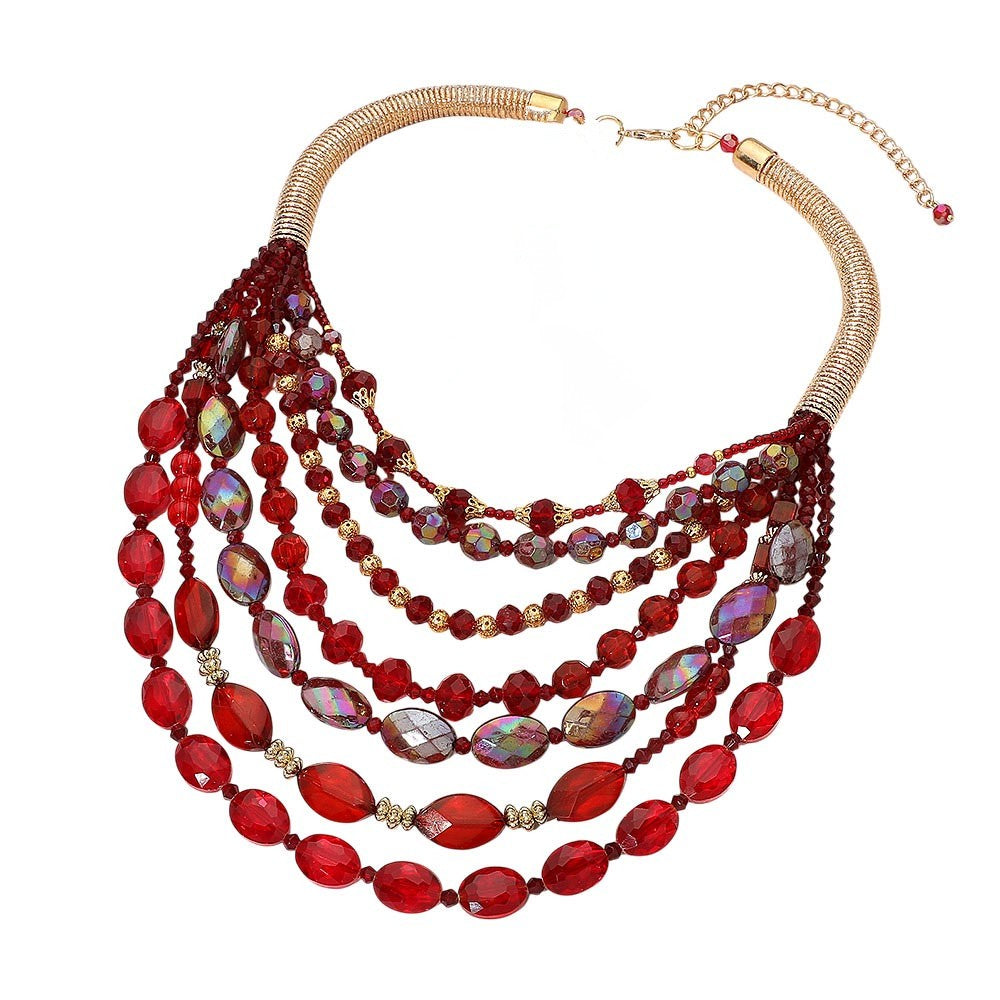 Bold Multistrand Beaded Statement Necklace