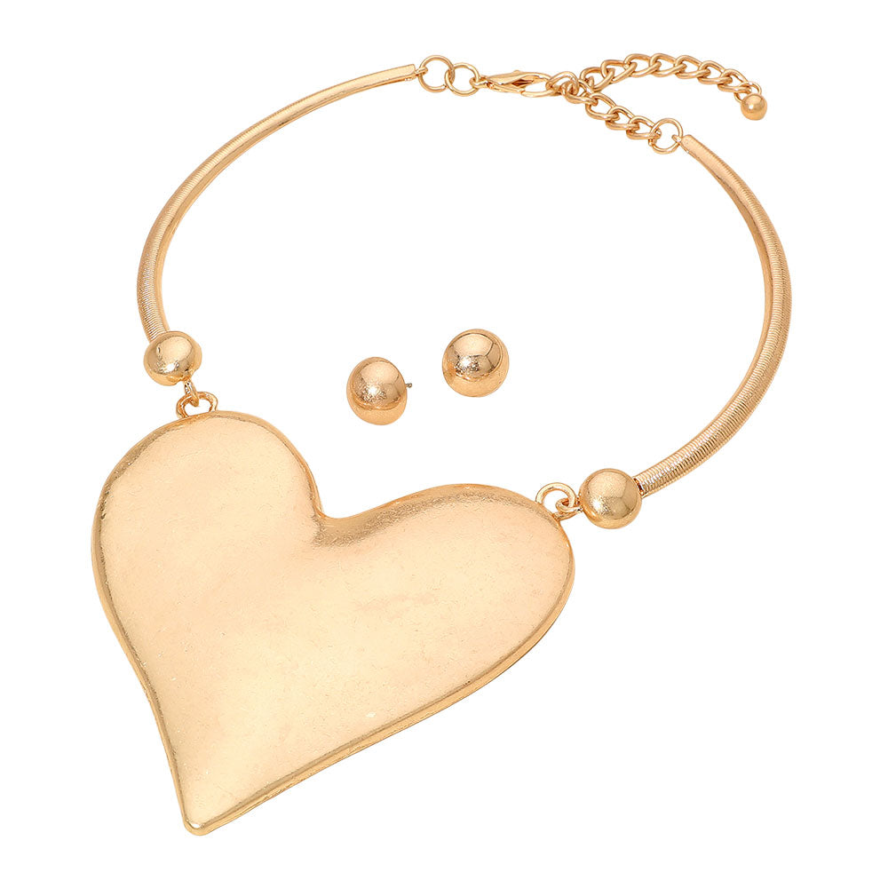 Bold Heart Plate Statement Necklace Valentine's Day Jewelry