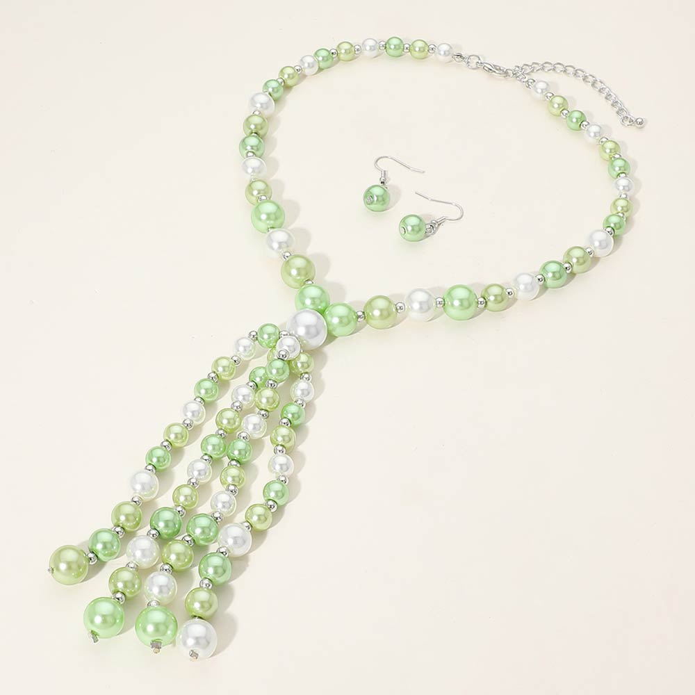 Pearl Cluster Tassel Statement Necklace