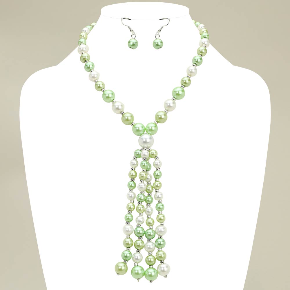 Pearl Cluster Tassel Statement Necklace