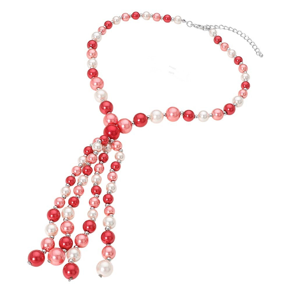 Pearl Cluster Tassel Statement Necklace