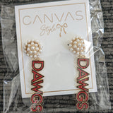 Georgia Bulldogs Pearl Cluster Outline Enamel Drop Earrings