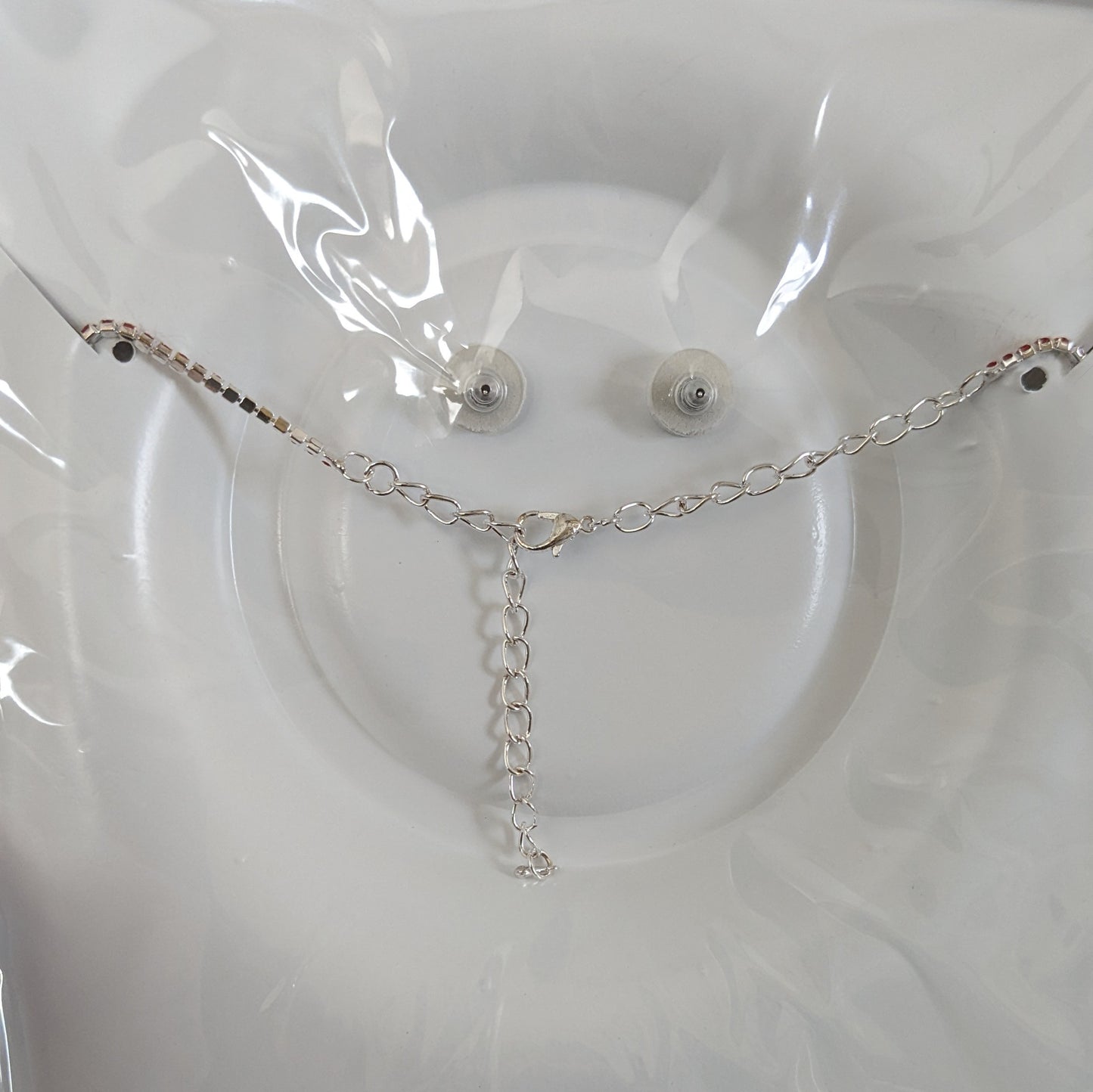 Crystal Gemstone V-Shaped Floral Necklace Set