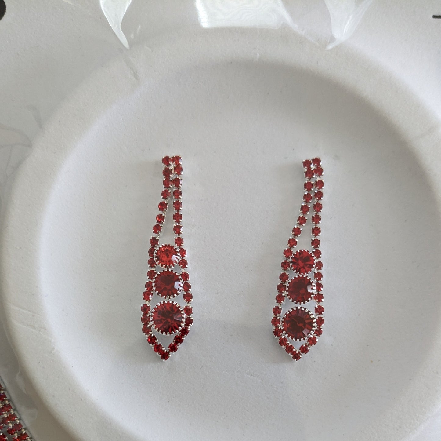 Crystal Gemstone V-Shaped Floral Necklace Set