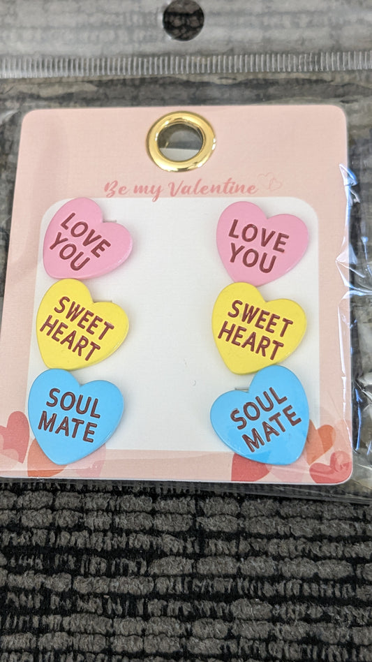 Candy Heart Message Stud Earrings