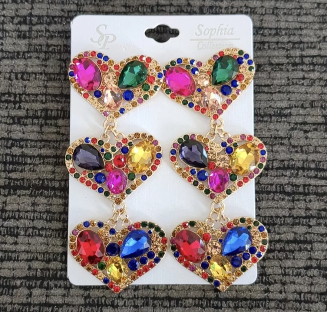 Heart Charm Drop Earrings