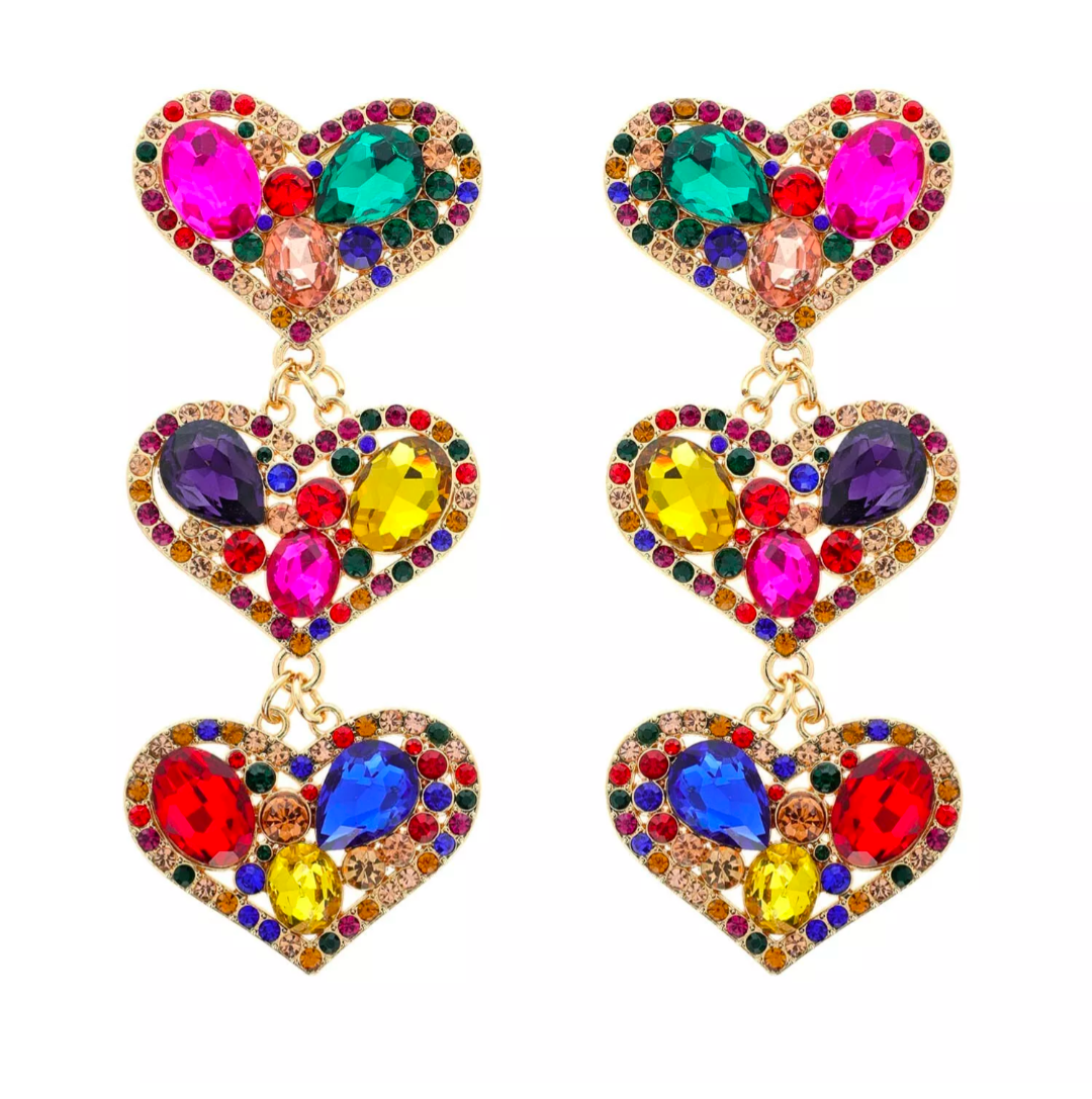 Heart Charm Drop Earrings