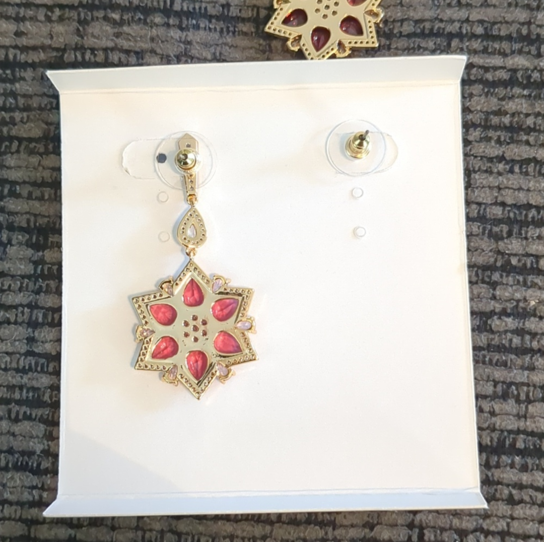 Grace Red Starburst Cubic Zirconia Dangle Earrings