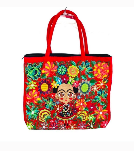 Baby Frida Kahlo Embroidered Tote Bag