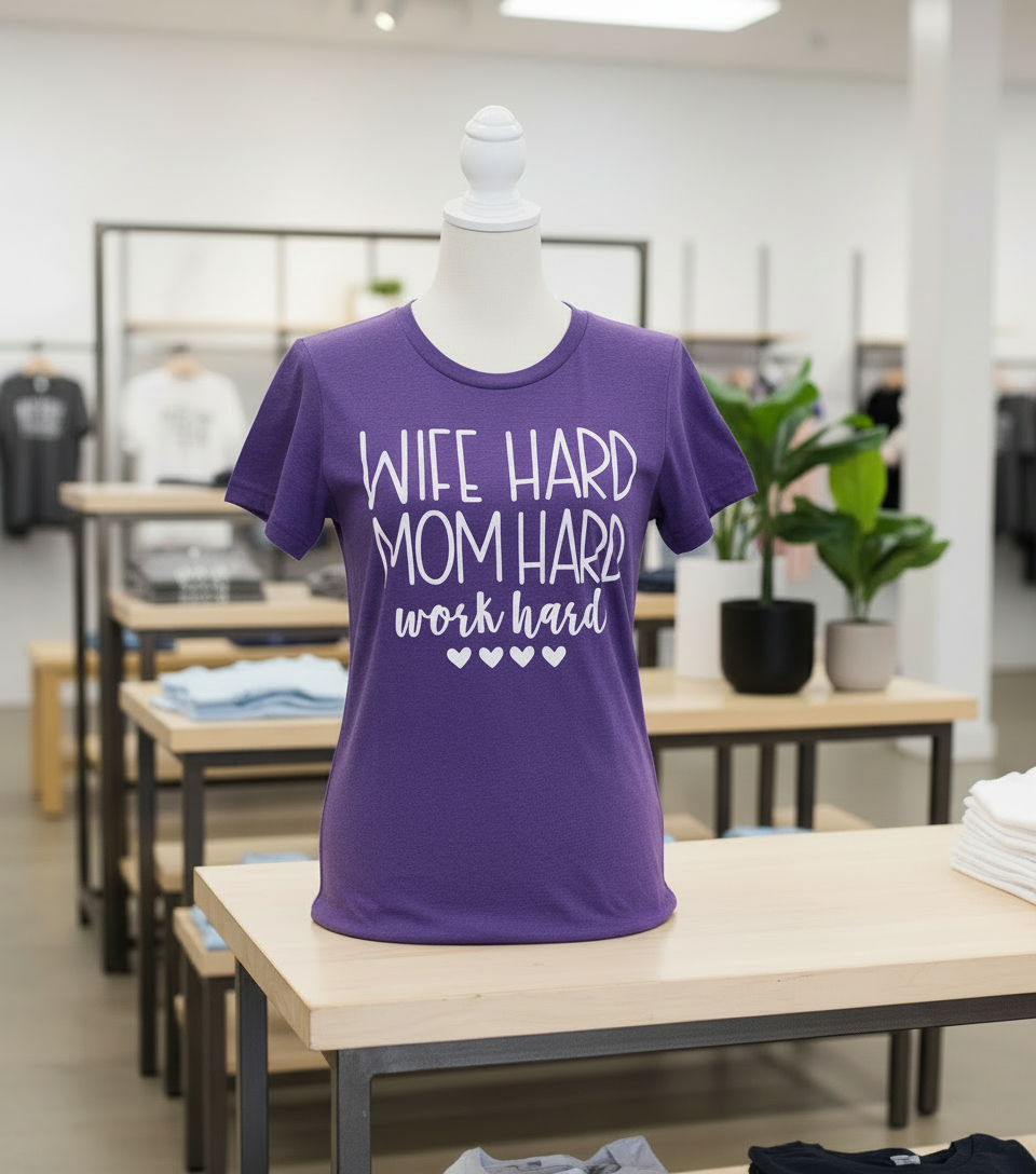 WIFE HARD MOM HARD Work Hard Tee – Bella Canvas L