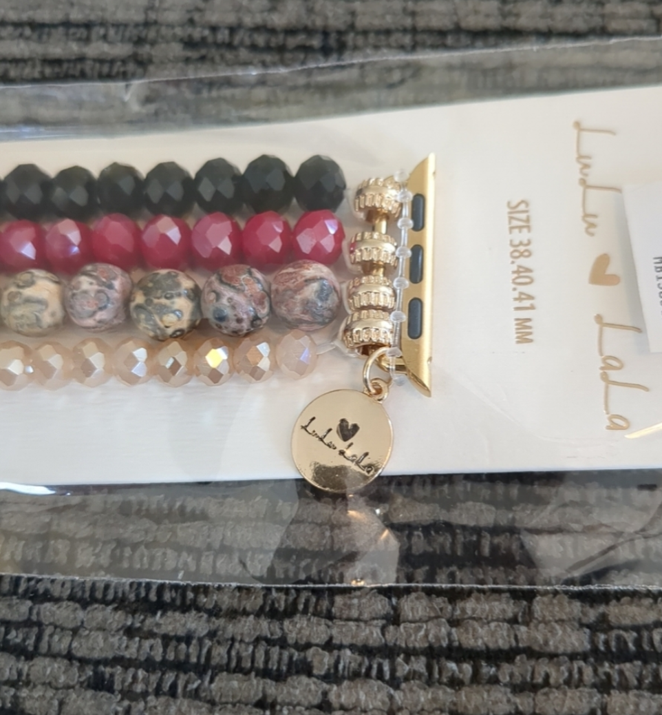 Natural Stone & Faceted Bead Multi-Layer Apple Watch Band | Boho Beaded Bracelet Strap (38/40/41mm)